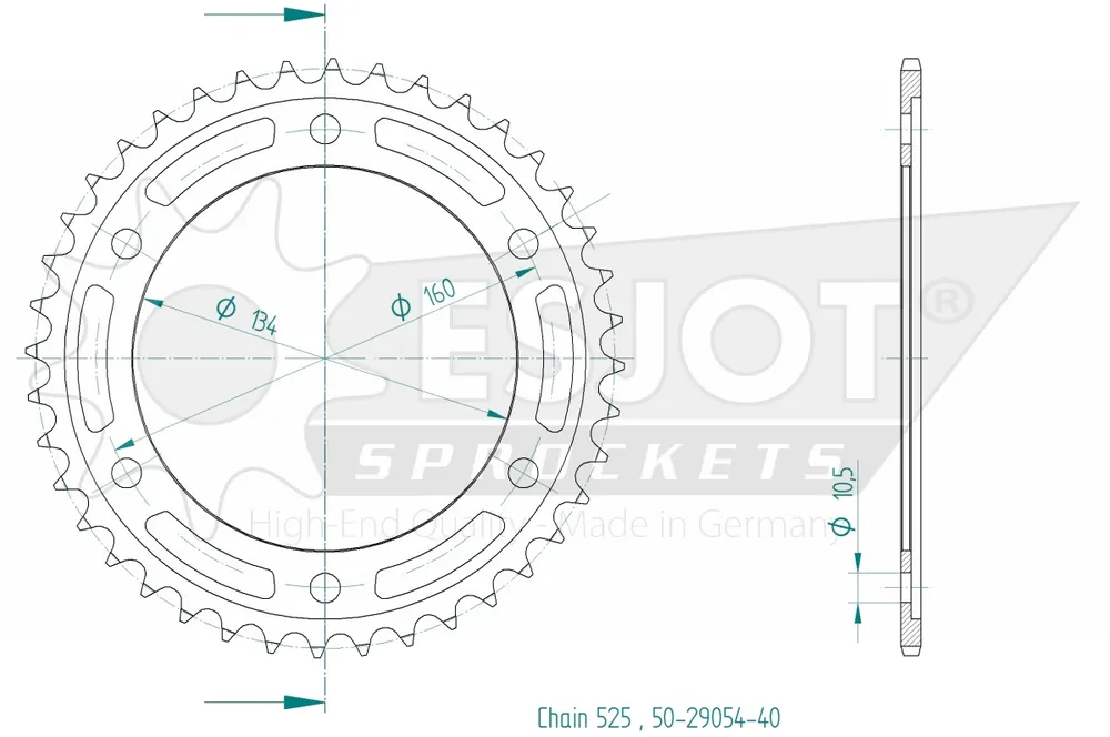 Goedkoop ESJOT - REAR STEEL 40T, 525 - Sprockets - Geschikt voor Honda Nt 1100