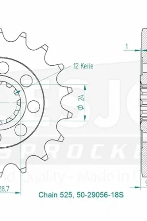 ESJOT - FRONT LIGHT 18T, 525 - Sprockets - Compatibiliteit met Kawasaki Bestel Nu