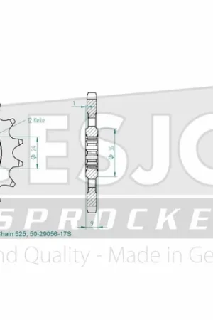 Hoge Kwaliteit ESJOT - FRONT LIGHT 17T, 525 - Sprockets - Compatibel met Kawasaki