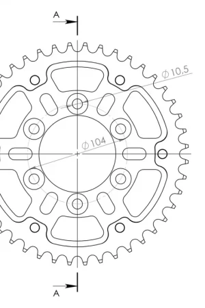 SUPERSPROX - REAR STEALTH 44T, GOLD, 525 - Sprockets - Compatibel met Kawasaki Z 900 Meest Verkocht
