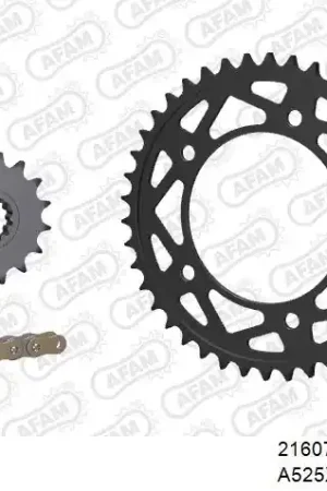 Bulkbestelling AFAM - 525XHR3 114 MRS (RIVET) GOLD & SPROCKETS - Chain Kits - STEEL