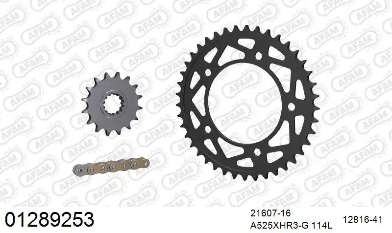 Bulkbestelling AFAM - 525XHR3 114 MRS (RIVET) GOLD & SPROCKETS - Chain Kits - STEEL