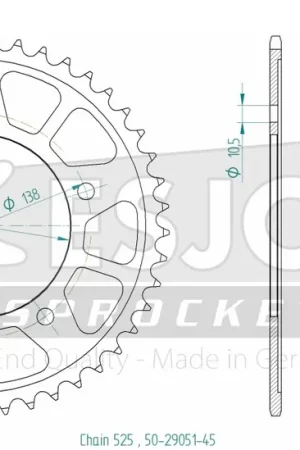 Finale Uitverkoop ESJOT - REAR STEEL 45T, 525 - Sprockets - Compatibel met Yamaha
