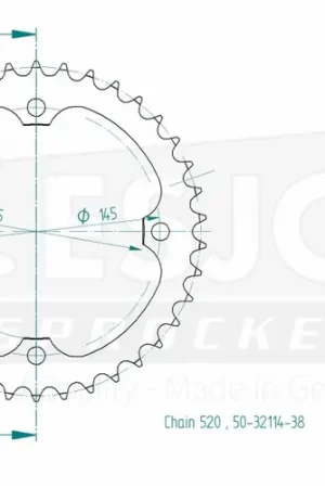 ESJOT - REAR STEEL 38T, 520 - Sprockets - Compatibel met Yamaha Bestseller