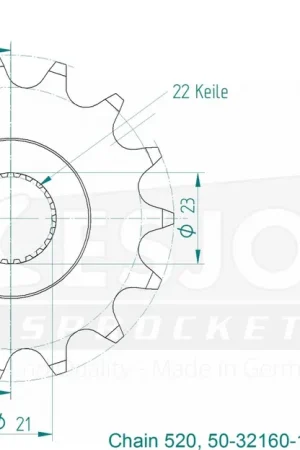 ESJOT - FRONT 15T, 520 - Sprockets - Compatibel met Yamaha Raptor Luxe