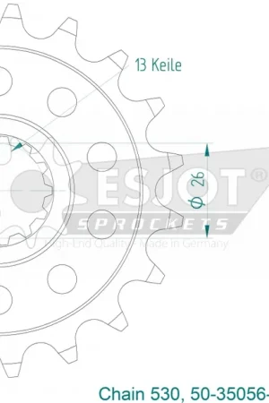 ESJOT - FRONT 19, LIGHT, 530 - Sprockets - Compatibel met Harley Pan America Hoge Kwaliteit