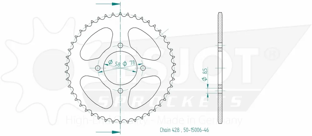 Origineel ESJOT - REAR STEEL 46T, 428 - Sprockets - Compatibel met Suzuki