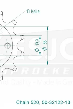 Luxe ESJOT - FRONT 13T, 520 - Sprockets - Compatibel met Kawasaki en Suzuki