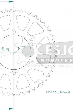 Koop Vandaag ESJOT - REAR STEEL 51T, 520 - Sprockets - Geschikt voor diverse Triumph modellen