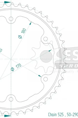 ESJOT - REAR STEEL 46T, 525 - Sprockets - Geschikt voor Triumph Speed Triple Bestseller