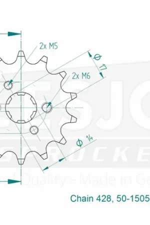 ESJOT - FRONT 14T, 428 - Sprockets - Compatibiliteit met Aprilia Wereldwijde Verzending