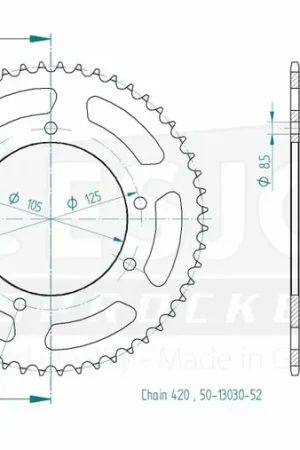 Koop Online ESJOT - REAR STEEL 52T, 420 - Sprockets - Geschikt voor Aprilia Rx 50