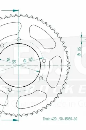 In De Mode ESJOT - REAR STEEL 60T, 420 - Sprockets - Compatibel met Aprilia Rx 50