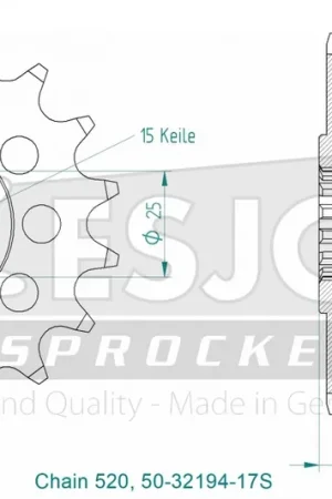 Exclusieve Aanbieding ESJOT - FRONT 17T, LIGHT, 520 - Sprockets - 17T