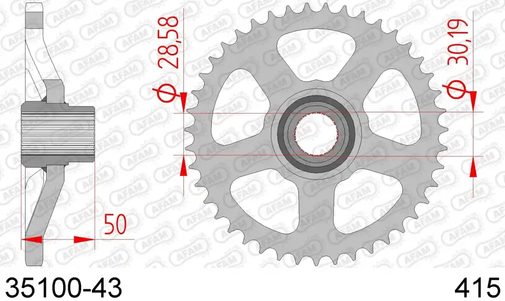 AFAM - REAR STEEL 43T, 415 - Sprockets - Geschikt voor Aprilia Rs 50 Veilige Betaling