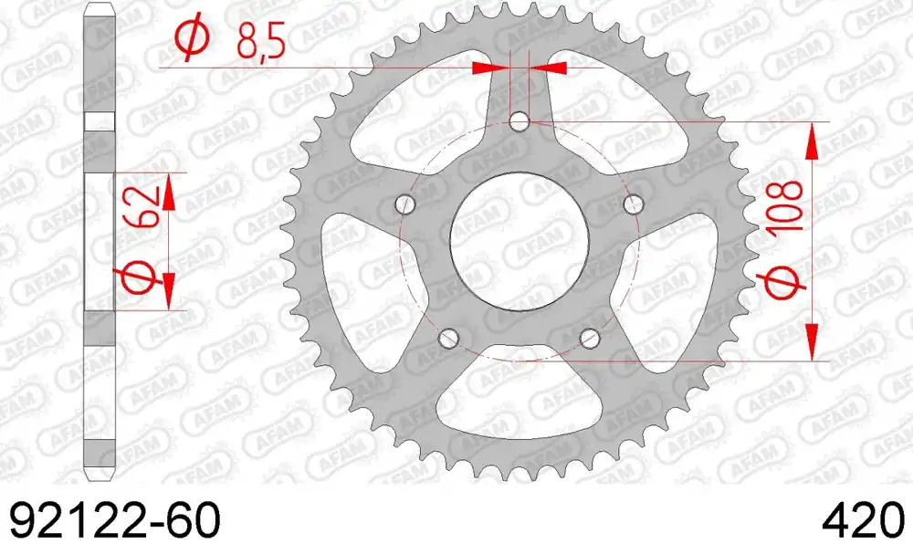 AFAM - REAR STEEL 60T, 420 - Sprockets - Geen specifieke merken Meest Verkocht