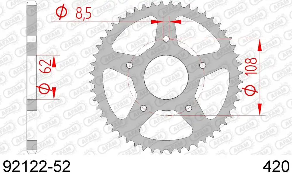 AFAM - REAR STEEL 52T, 420 - Sprockets - Stevig en betrouwbaar Beperkt Aanbod