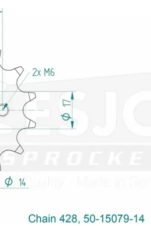 ESJOT - FRONT 14T, 428 - Sprockets - Geschikt voor Benelli Bn 125 Must-Have