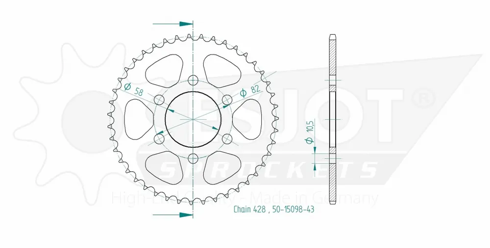 ESJOT - REAR STEEL 43T, 428 - Sprockets - Compatibel met Benelli Weekendaanbieding