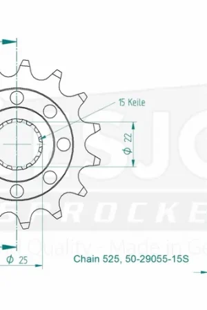 ESJOT - FRONT LIGHT 15T, 525 - Sprockets - Compatibel met Royal Enfield Bulkbestelling