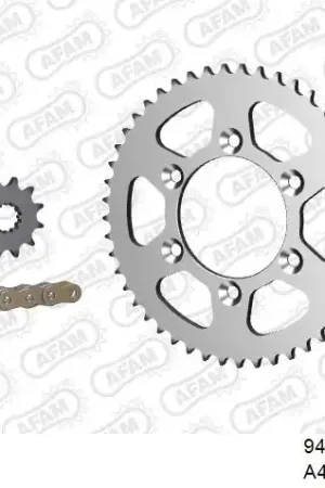 Finale Uitverkoop AFAM - 420R1 124 AR (CLIP) GOLD & SPROCKETS - Chain Kits - STEEL