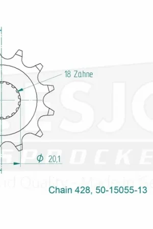 ESJOT - FRONT 13T, 428 - Sprockets - Compatibel met Benelli Leoncino 125 Laatste Kans