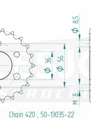 ESJOT - REAR STEEL 22T, 420 - Sprockets - Duurzaam en Betrouwbaar Direct Verzonden