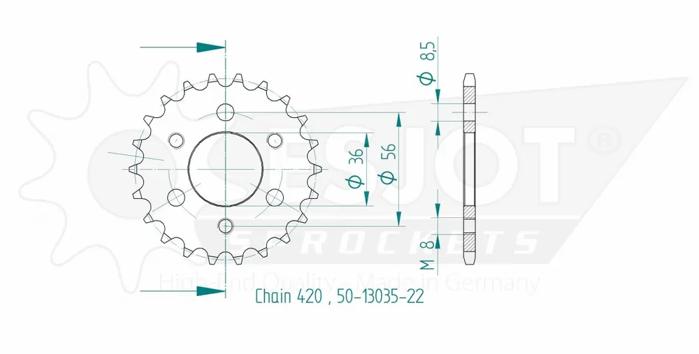 ESJOT - REAR STEEL 22T, 420 - Sprockets - Duurzaam en Betrouwbaar Direct Verzonden