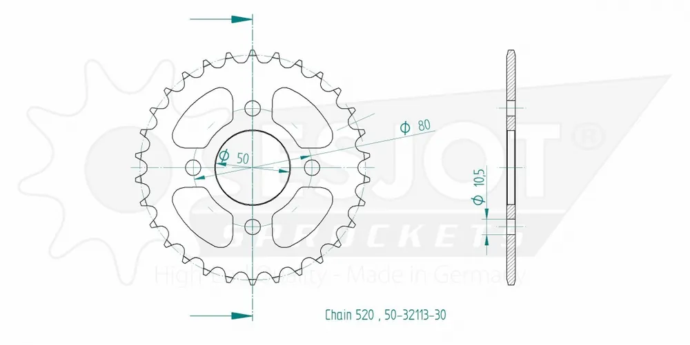 ESJOT - REAR STEEL 30T, 520 - Sprockets - Duurzaam en Betrouwbaar Direct Verzonden