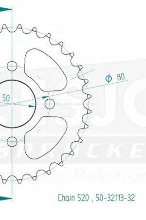 ESJOT - REAR STEEL 32T, 520 - Sprockets - Staal Op = Op