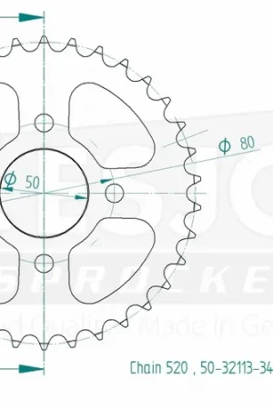 Exclusieve Aanbieding ESJOT - REAR STEEL 34T, 520 - Sprockets - Duurzaam en Betrouwbaar