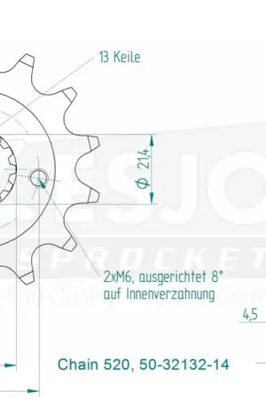 Premium ESJOT - FRONT 14T, 520 - Sprockets - Voor optimale prestaties