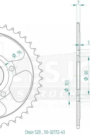 Trendy ESJOT - REAR STEEL 43T, 520 - Sprockets - Duurzaam staal