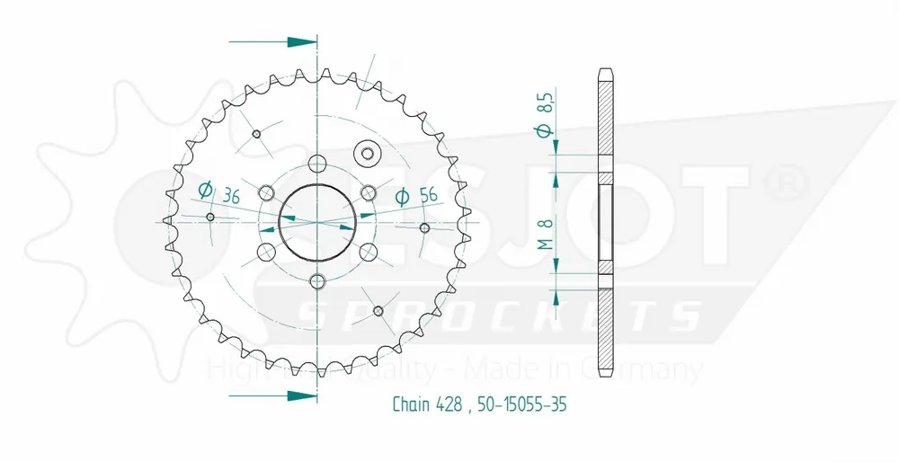 Exclusief ESJOT - REAR STEEL 35T, 428 - Sprockets - Staal