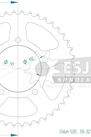 Dagaanbieding ESJOT - REAR STEEL 44T, 520 - Sprockets - Duurzaam Staal