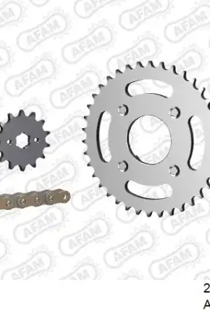 AFAM - 420R1 88 AR (CLIP) GOLD & SPROCKETS - Chain Kits - STEEL Populair