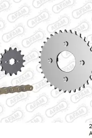 AFAM - 420R1 86 AR (CLIP) GOLD & SPROCKETS - Chain Kits - STEEL Finale Uitverkoop