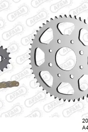 AFAM - 428R1 120 AR (CLIP) GOLD & SPROCKETS - Chain Kits - STEEL Modern
