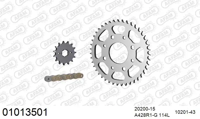 AFAM - 428R1 114 AR (CLIP) GOLD & SPROCKETS - Chain Kits - STEEL Budget