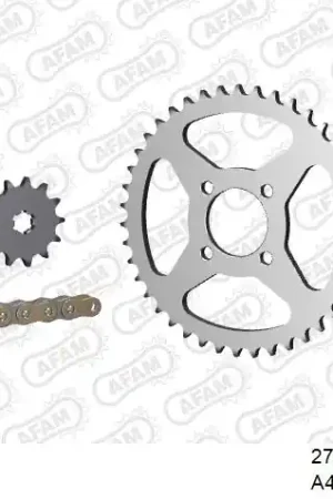 Actieprijs AFAM - 420R1 100 AR (CLIP) GOLD & SPROCKETS - Chain Kits - STEEL