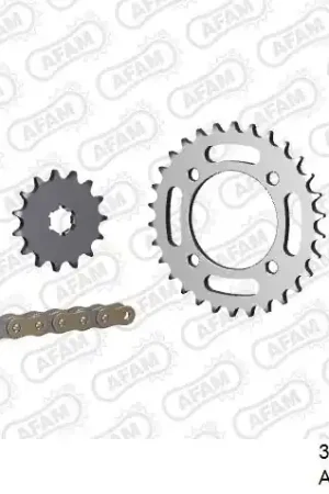 AFAM - 420R1 90 AR (CLIP) GOLD & SPROCKETS - Chain Kits - STEEL Lage Prijs