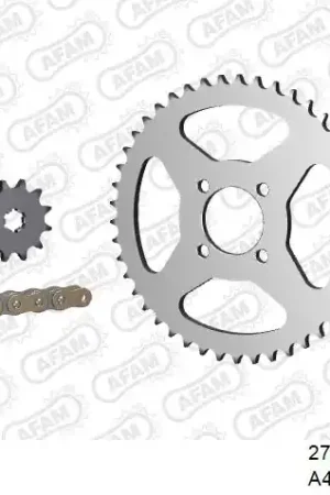 Weekendaanbieding AFAM - 420R1 108 AR (CLIP) GOLD & SPROCKETS - Chain Kits - STEEL