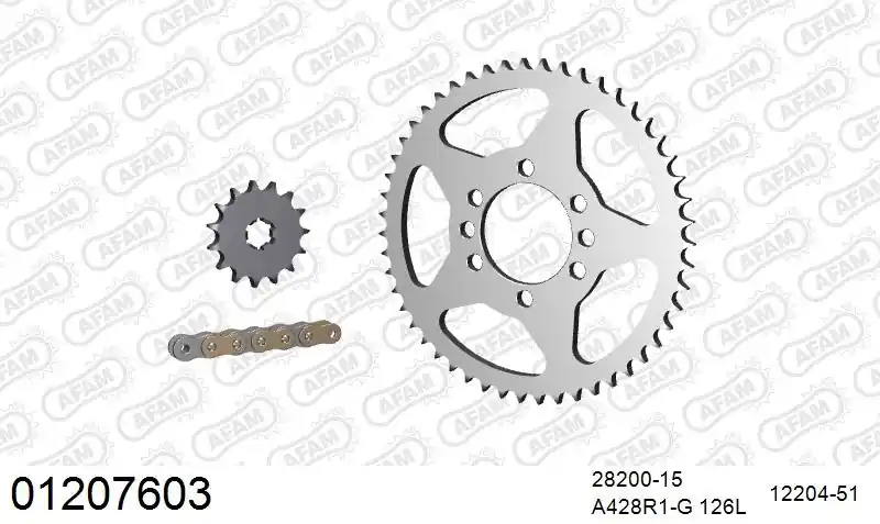 Bestseller AFAM - 428R1 126 AR (CLIP) GOLD & SPROCKETS - Chain Kits - STEEL