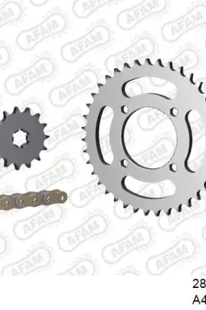 Populair AFAM - 428R1 112 AR (CLIP) GOLD & SPROCKETS - Chain Kits - STEEL