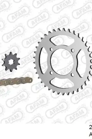 AFAM - 420R1 78 AR (CLIP) GOLD & SPROCKETS - Chain Kits - STEEL Voordeelprijs