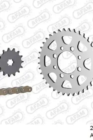 AFAM - 420R1 90 AR (CLIP) GOLD & SPROCKETS - Chain Kits - STEEL Op = Op