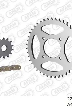 AFAM - 428R1 124 AR (CLIP) GOLD & SPROCKETS - Chain Kits - STEEL Exclusieve Aanbieding
