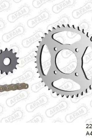 Gereduceerde Prijs AFAM - 428R1 114 AR (CLIP) GOLD & SPROCKETS - Chain Kits - STEEL