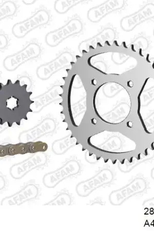 Koop Online AFAM - 428R1 128 AR (CLIP) GOLD & SPROCKETS - Chain Kits - STEEL