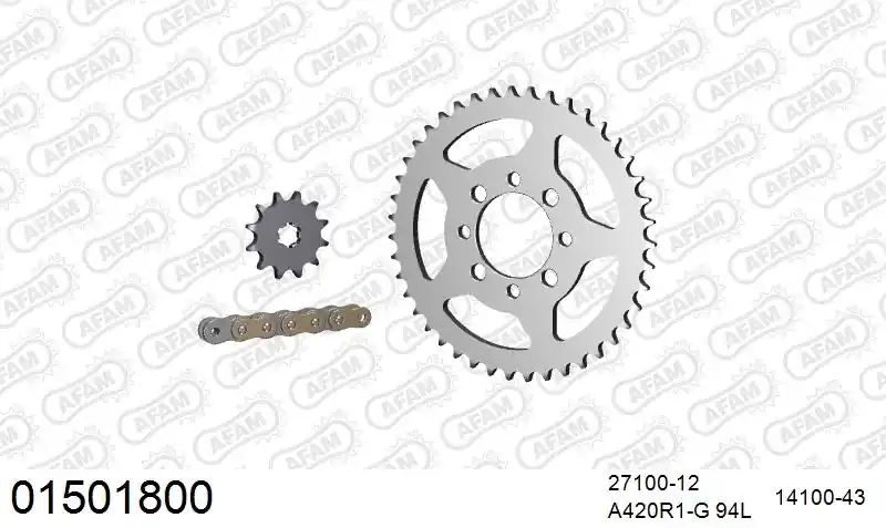 AFAM - 420R1 94 AR (CLIP) GOLD & SPROCKETS - Chain Kits - STEEL Speciale Aanbieding